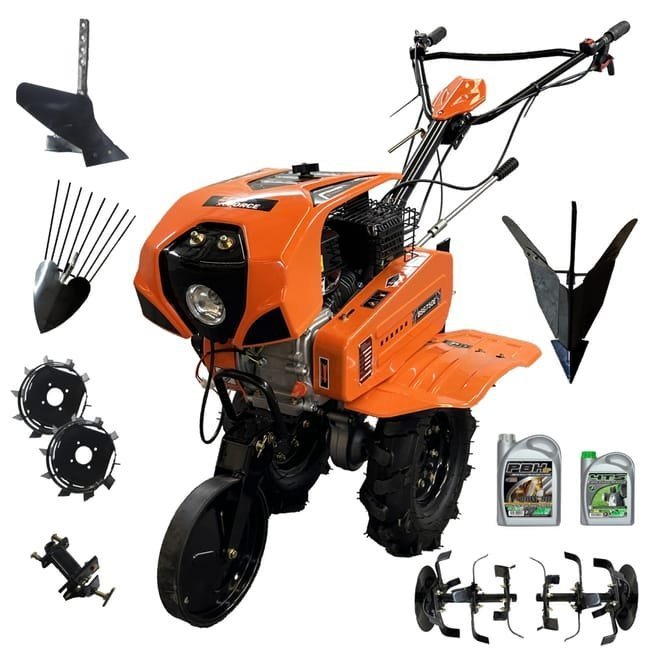 Motozappa termica professionale 212 cc - 7 CV ZEUS FORCE con kit completo e paraurti