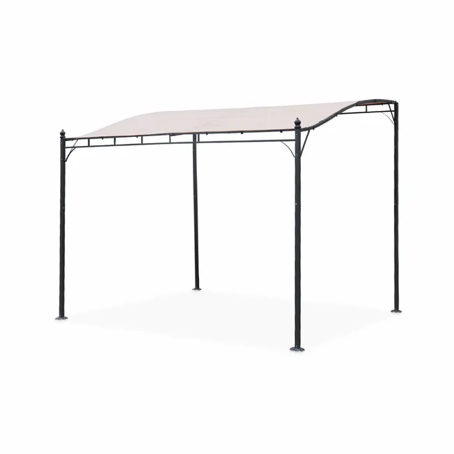 Pergola addossata 3x2.5m - Brestum - Telo beige - Pergola a muro BRESTUM 3X2,5M