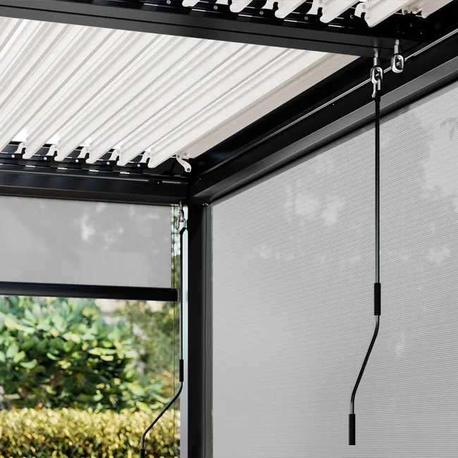 Pergola bioclimatique adossée 4 x 3 m à lames orientables en aluminium - Gris anthracite - Miniature 4