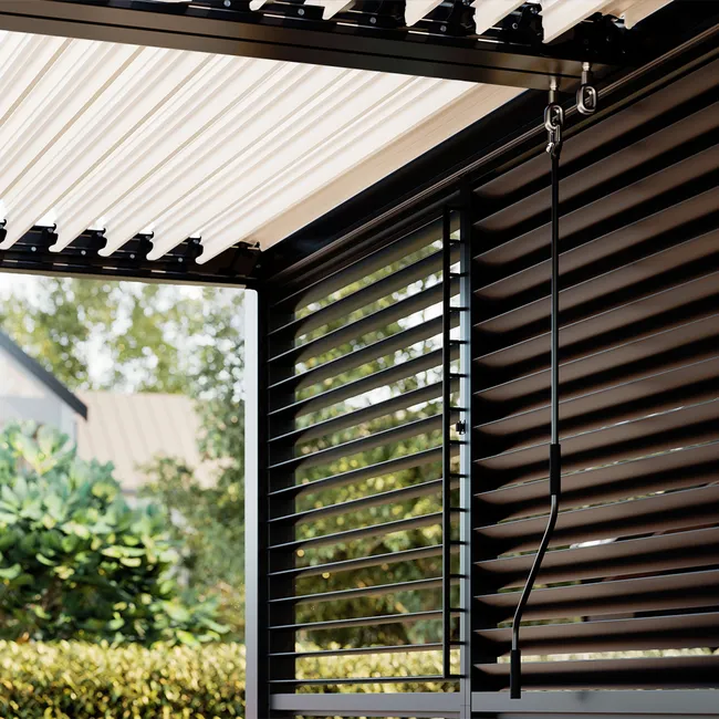 Pergola bioclimatique adossée 4 x 3 m à lames orientables en aluminium - Gris anthracite - Miniature 2