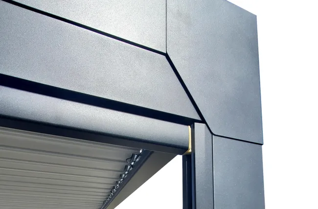 Pergola bioclimatique en aluminium Menea 4x3 motorisée grise - Miniature 4