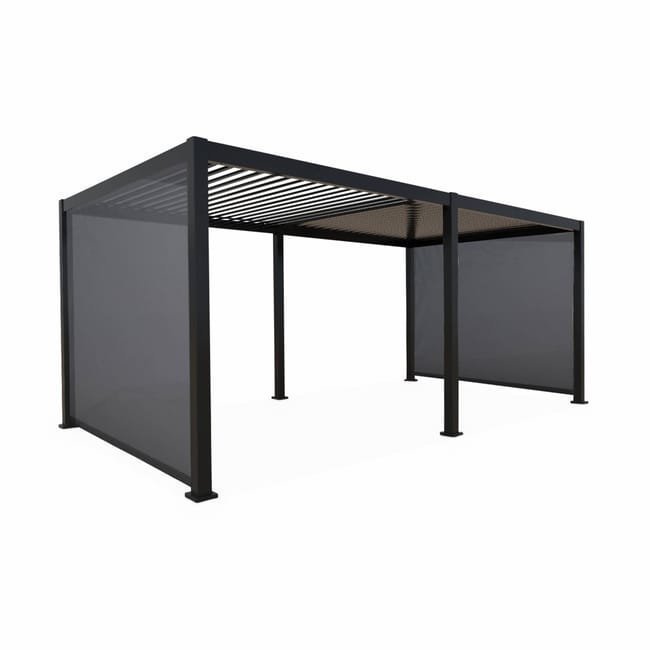 Pergola Bioclimatique gris anthracite 300x600cm. aluminium à lames orientables + 2 stores 3m TRIOMPHE 6X3M + 2 STORES 3M - Miniature 5