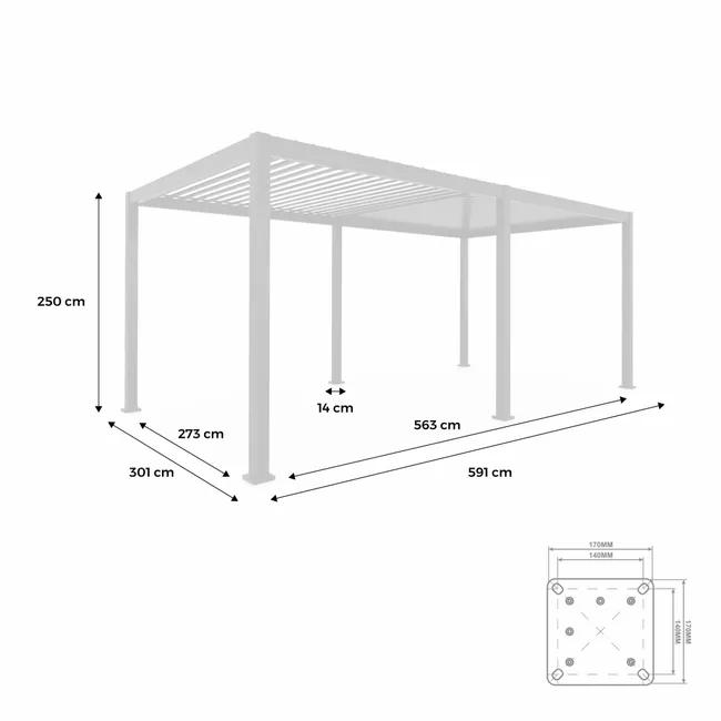 Pergola Bioclimatique gris anthracite 300x600cm. aluminium à lames orientables + 2 stores 3m TRIOMPHE 6X3M + 2 STORES 3M - Miniature 2