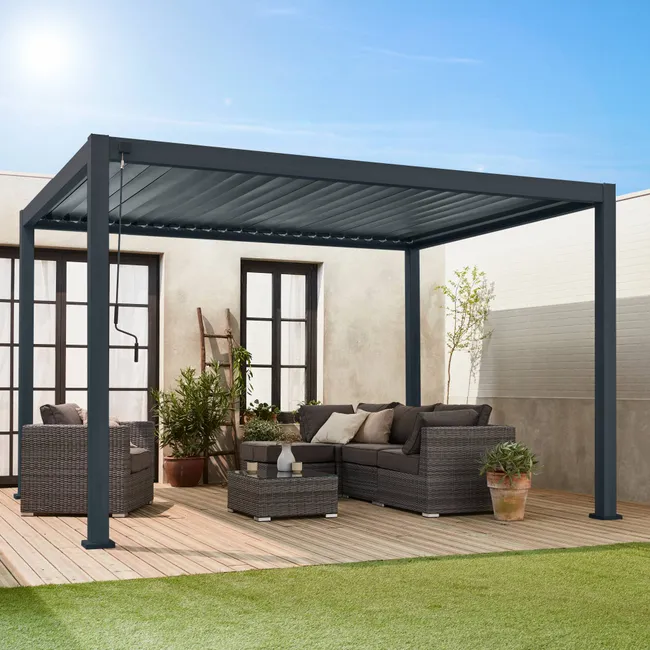 Pergola Bioclimatique gris anthracite – Triomphe – 3x4m. aluminium. à lames orientables TRIOMPHE 4X3M - Miniature 2