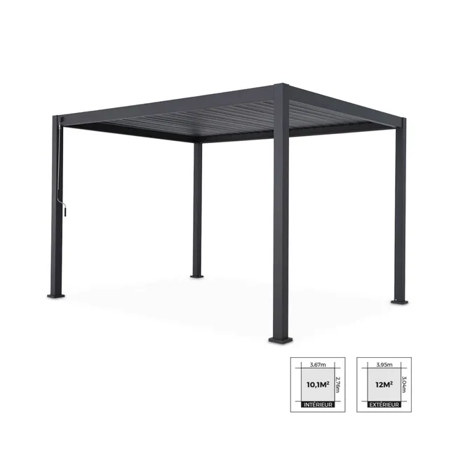 Pergola Bioclimatique gris anthracite – Triomphe – 3x4m. aluminium. à lames orientables TRIOMPHE 4X3M - Miniature 3