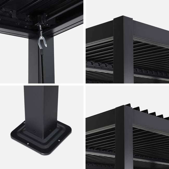 Pergola bioclimatique noir. aluminium et acier. 3x4m. lames orientables PALACE 4X3M - Miniature 2