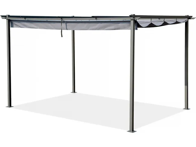 Pergola in metallo con tetto retrattile - 3 x 4 m - Grigio antracite